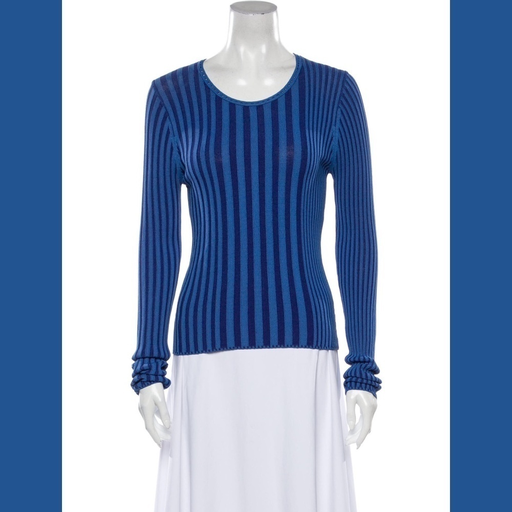 Altuzarra Blue Striped Viscose Sweater Top SMALL